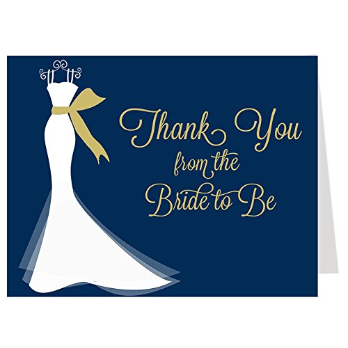 Buy Bridal Shower Thank You Cards, Wedding Dress, Simple Gown, Gown