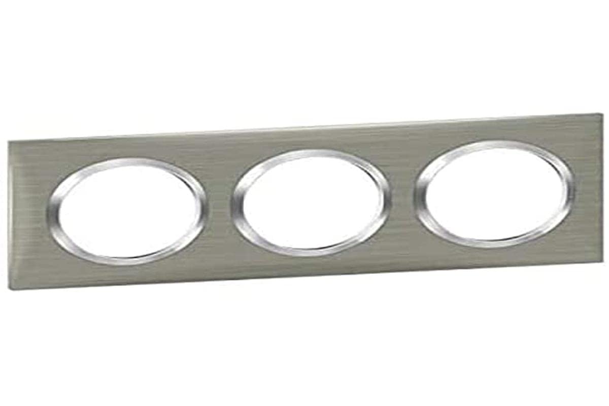 Legrand Styl Dooxie LEG600873 PL 3P Square Switch/Socket Cover Plate with 3 Holes Brushed Stainless Steel Effect