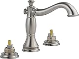 Delta 3597LF-SSMPU-LHP Cassidy Two Handle Widespread Bathroom Faucet with Metal Pop-Up Drain without Handles, Stainless