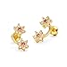 14k Gold Plated Brass Flower Cubic Zirconia Screwback Baby Girls Earrings with Sterling Silver Post