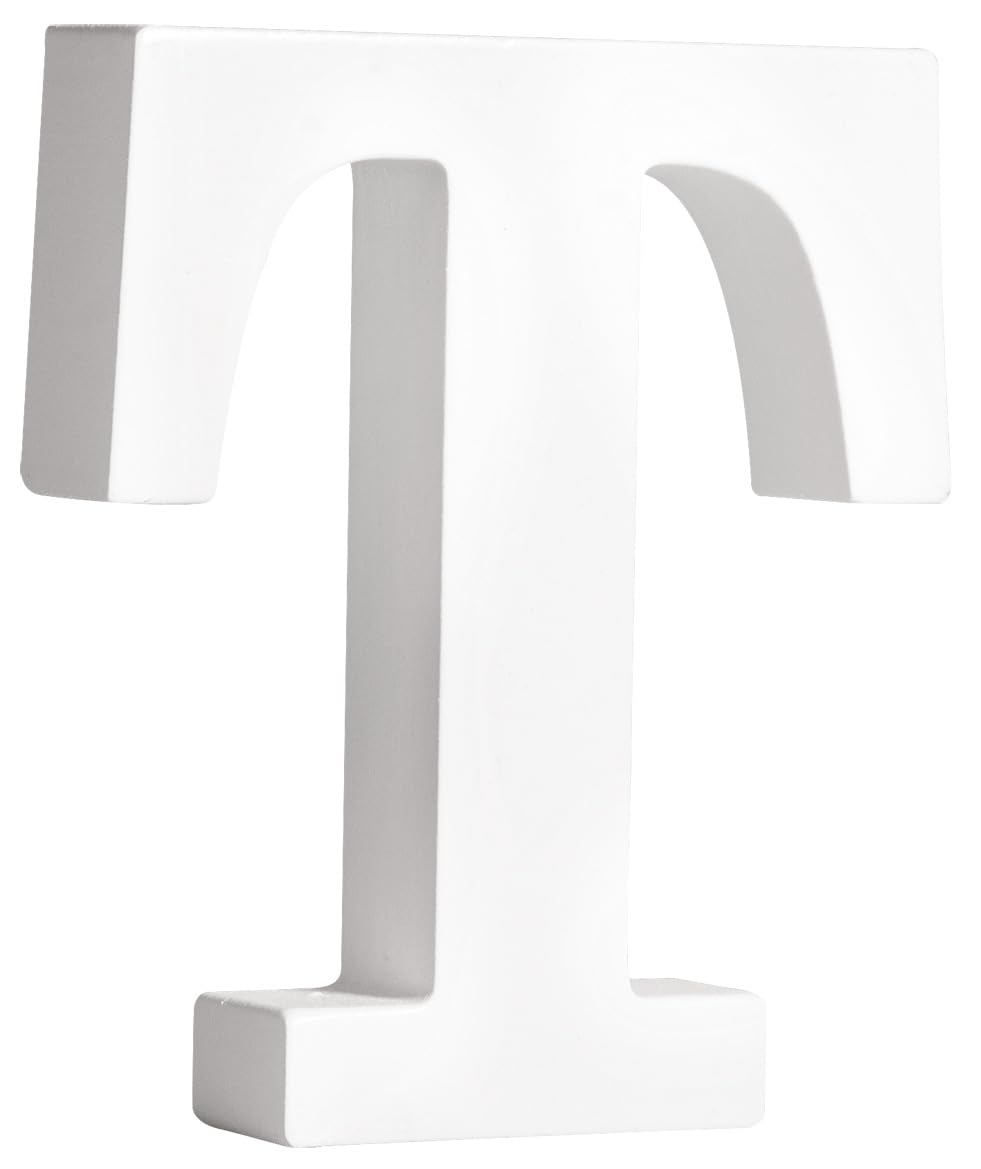 Rayher MDF Letter T for DIY Crafts, White Wood Letter for Wedding and Home Decorations, 3D Capital Letter, Upper-Case Letter, white, 9.3x2x11cm, 64559102
