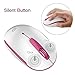 Wireless Mouse (Battery Included), FD M510c 2.4G Mini Silent Click Cordless Mouse, Optical Travel Mice with Nano USB Receiver for Desktop, Laptop, Computer, Chromebook and Notebook (White and Pink)