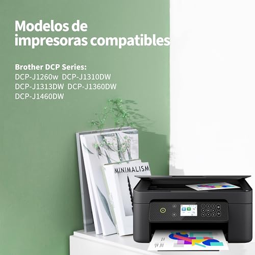 Greenjob LC521 Cartucho de Tinta Compatible con Brother LC521 LC-521XL LC-521XLVAL Multipack para Brother DCP-J1260W DCP-J1310DW DCP-J1313DW DCP-J1360DW DCP-J1460DW (BCMY, 4 Paquetes)