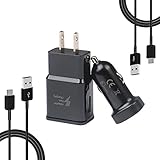 Fast Charger, Gobling Adaptive Fast Charging Kit for Samsung Galaxy S9/S8/S8 Plus/Note 8, Fast Car Charger Type-C 2.0 Cables Kit 5 Feet Quick Charge Wall Charger