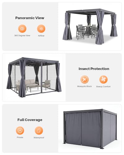 SeeHill 10x12 Aluminum Louvered Pergola Review: Adjustable Roof Gazebo with Curtains image 24