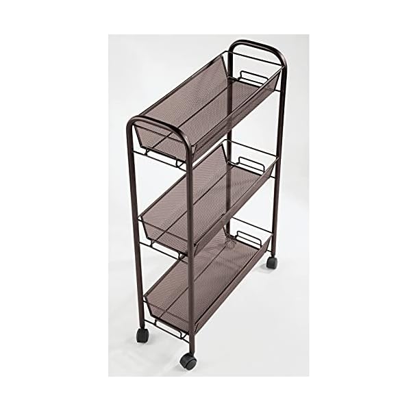 mDesign Rolling Utility Trolley with 3 Levels for Better Home Organisation – Metal Storage Shelf Unit for Laundry…