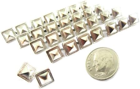 500 pcs - 7/16 inches Nailheads Spots Silver Pyramid Studs - 2 Prong (2 legs) Square Stud Spike - for DIY Leather craft , bag , shoes , on clothes fashion