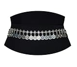 Geerier Silver Coin Waist Belly Chain Jewelry Bohemian Gypsy Dancing Tassel Waist Chain Belt