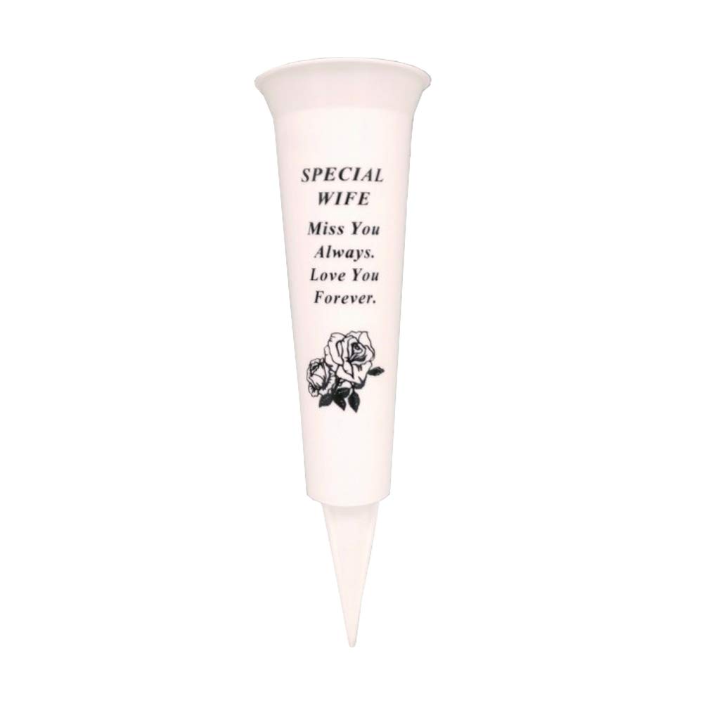 Graveside Memorial Vases/Flower Holders Ornament, Engraved with a Funeral Verse | A Personalised Plastic Spike Grave Decoration Ornament for your Loved Ones (Wife)