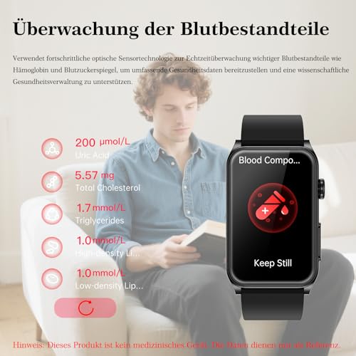 Marsyu 2026 Smartwatch Men Women ECG/Blood Pressure/BMI/HRV/Uric Acid, 1.57 Inch Health Watch with Phone Function 24H Blood Pressure Measurement Heart Rate Monitor Watch SpO2, Sleep Monitor Fitness