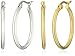 Amazon Collection Two Pairs of Stainless Steel Hoop Earrings (20mm Diameter)