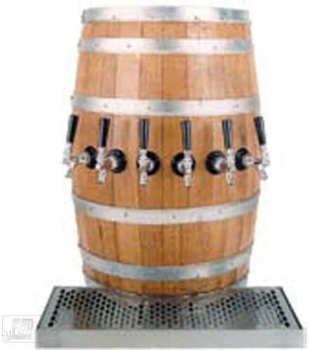 Glastender (WB-6) - Wood Barrel 6-Faucet Wall Mount Tower