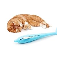 Wind-Susu Cat Toy Silicone Fish Dolphin Shape Cat Teether Toy (Blue/Hot Pink/White)