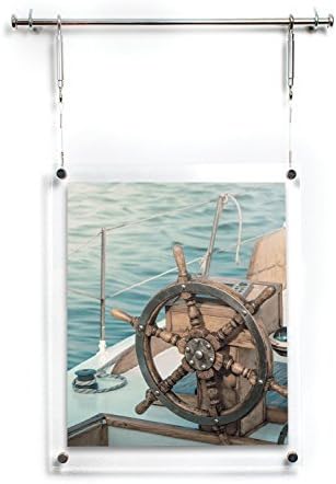 HIGHWIRE Picture Frame Display, Hanging / Wall Mounted Photo (8x10"), Acrylic, Steel & Aluminum