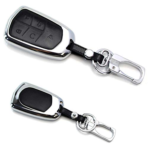 iJDMTOY (1) Premium Chrome Metal Key Fob Shell Cover For 2015-up Cadillac ATX CTS CT6 ELR XTS XT5 SRX Escalade (Please verify your actual key before buying)