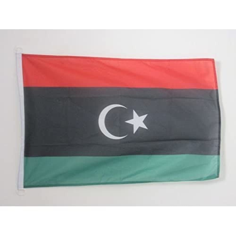 AZ FLAG - Libya Flag - 2x3 Ft - For Outdoor - Libyan Banner Knitted Polyester with Two Plastic Rings - Fade Resistant - Vivid Colors - 2' x 3' Feet - 90x60 Cm