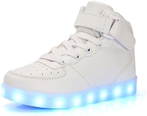 Led High Top Light Up Shoes Flashing Sneakers For Kids Boys Girls(White 13 M US Little Kid)