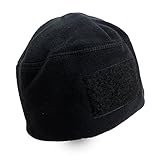 Rothco Men's Polar Fleece Tactical Watch Cap Beanie w/ Hook Loop Patch Area Black