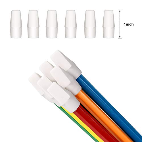 50 Pieces Pencil Top Erasers Cap Erasers and A Pencil Sharpener (White