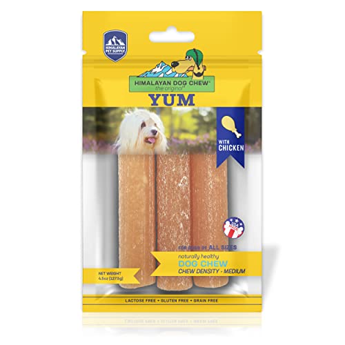 Himalayan Dog Chew Original Yak Cheese Dog Chews, 100% Natural, Long Lasting, Gluten Free, Healthy & Safe Dog Treats, Lactose & Grain Free, Protein Rich, Chicken Flavor, 4.5 oz Resealable Pouch