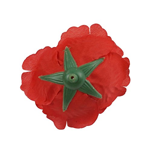 50pcs Colorfulife Artificial Silk 3.5" Peony Rose Flower Head for Wedding Home Party Decoration Hair Clip Wreath Decorative (Red)