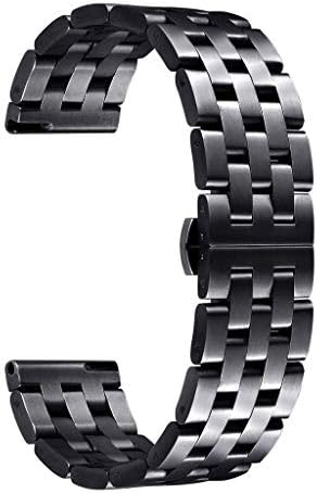 bloatboy 2 Colour Solid Stainless Steel Watch Band watch strap for Samsung Galaxy Watch 42mm,Quick Release Stainless Steel Watchband Replacement for Mens Womens - Black Silver