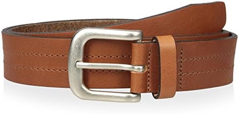 Thirty Five Kent Men's Contrast Stitching Down Center Belt, Cognac, 34 US
