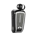 Docooler Clip-on Collar Wireless Bluetooth Headset Mini Retractable Handsfree Bluetooth Headphones with Mic Black for iPhone SE 6S Plus Samsung Galaxy HTC Laptop F-V3