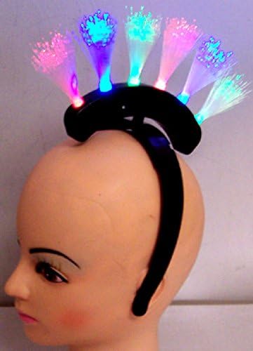 2 New Light Up Fiber Optic Mohawk / Princess Headband Lightup Hat Flashing Light
