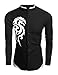 Coofandy Mens Casual Long Sleeve Patchwork Stand Collar Slim Dragon Print Shirt