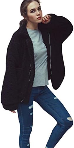 Freeheart Women Fleece Cardigan,Fleece Jackets,Fleece Outwear,Warm Winter Jacket,Fleece Parka,Soft Comfortable (M, Black)