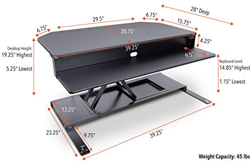 image for Stand Steady Flexpro Power 40 Inch Electric Corner Desk | 2 Level Stan