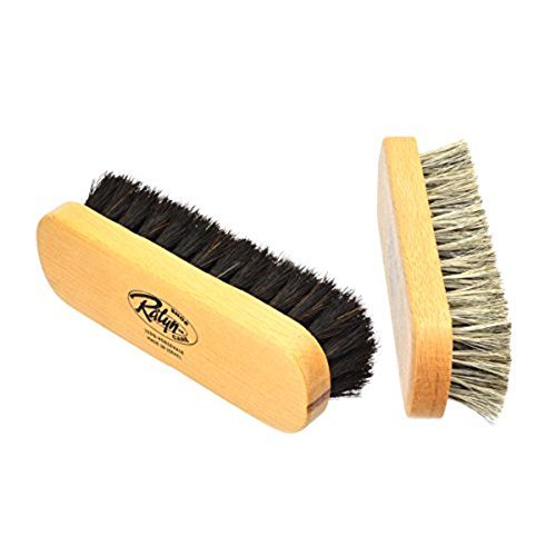 5" Shoe Shine Brushes Set. 100% Horse Hair. 2-set. Dark & Light Bristles.