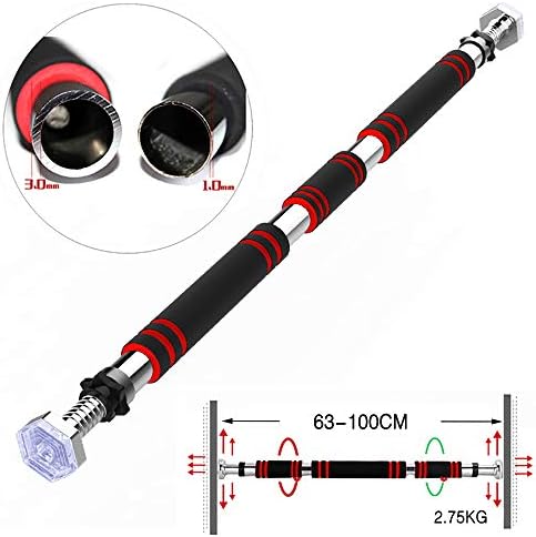 Up Bar Bar for Door Frames, Horizontal bar on the door 3mm pull-ups, indoor door frame wall single and double poles no punching high-density thickened cotton, 63-200cm/bearing weight 200kg.,63/100cm [Energy Class A]