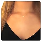 Fremttly Handmade 14k Gold Fill Mini Heart with Dainty Chain Choker Necklace-CK2-Heart