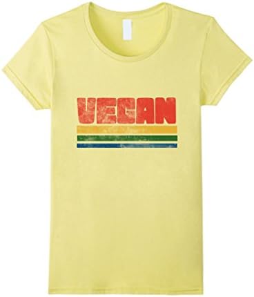 Womens Vegan t-shrit vintage style vegans tee shirts retro 70s Medium Lemon