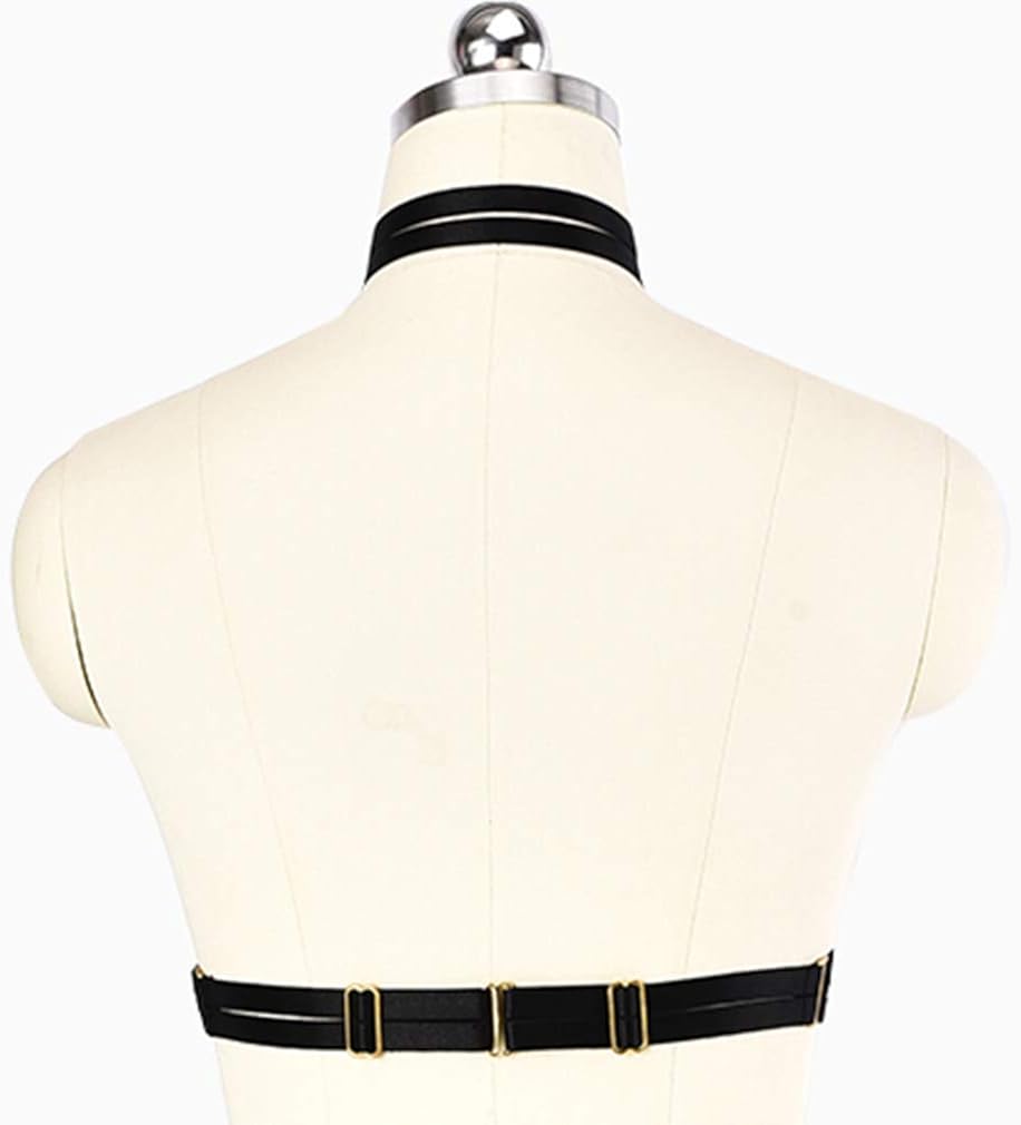 HANAERNES Women Body Harness Bralette Hollow Out Adjustable Black Bind The Bra: Clothing