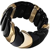 Caiyao Chunky Acrylic Cuff Bangle Bracelet Scales Stretch Bangle Colorful Irregular Geometric Resin Acetate Wide Wristband Bracelet Statement Jewelry for Women