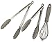 Baking Utensils, Silicone Tongs with Stainless Steel Handles (Gray, 3 Piece Set)