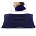Super-thick Flocking Fabric Inflatable Pillow Portable Travel Pillow(Dark Blue)