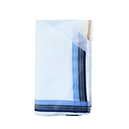 6/9 Pack of Mens Striped Border Cotton Handkerchiefs