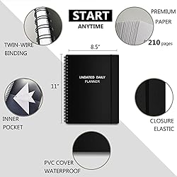 Undated Daily Planner - Undated Planner with Hourly