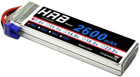 HRB 2packs RC Lipo Battery 7.4V 2600MAH 30C 2S Battery Pack Replacement with EC2 Plug For RC Racing Drone Hubsan H501S 4-xis Boat Car Truck Model