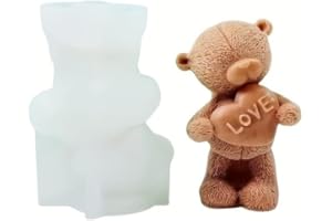 1-Pack Bear-Shaped Silicone Candle Mold - 3D Teddy Bear Mold For Aromatherapy Wax, Resin & Plaster Figurines, Valentine’s Day