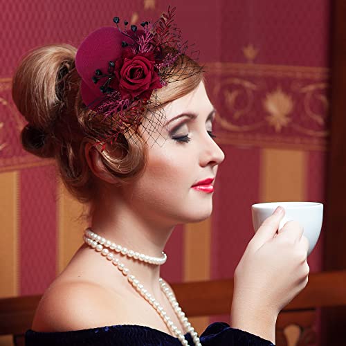 ZinniDay Handmade Fascinator Hats for Women Tea Party Hat - Main Image