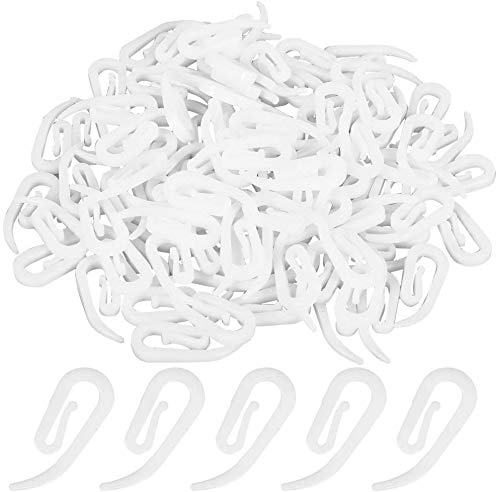 EveryHome 100 Pack White Plastic Curtain Hooks 2.8 by 1.2 cm for Window, Door and Shower