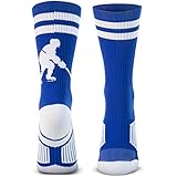 ChalkTalkSPORTS Hockey Half Cushioned Crew Socks | Hockey Player | Royal/White
