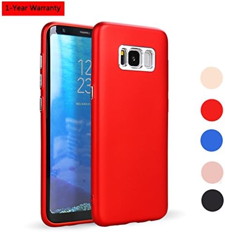 Galaxy S8 Plus Case,Silicone TPU Soft Slim Fit Matte Cover with Metallic Camera Protection for Samsung Galaxy S8+ Plus - Red