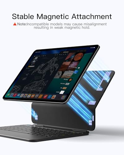 Inateck NeoMagic Magnetic Keyboard Case for iPad Air 11 inch M4 2026/M3/M2, Air 5/4 Gen 10.9 Inch, Pro 11" 4/3/2/1 Gen, Large Multi-Touch Trackpad, LED Power Display, 7 Color Backlit, with Pen Holder