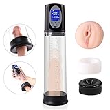 Rechargeable Automatic Penis Vacuum Pump with 4 Suction Intensities for Stronger Bigger Erection, Male Enhancement Pump Enlarger Adult Sex Toys with LCD Screen & Clear Cylinder for Easy Viewing